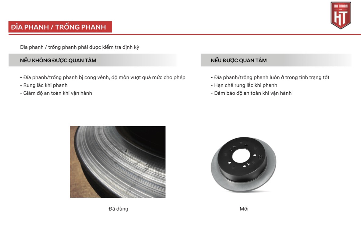 bảo dưỡng đĩa phanh, trống phanh