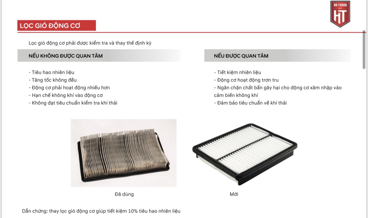 bảo dưỡng lọc gió động cơ